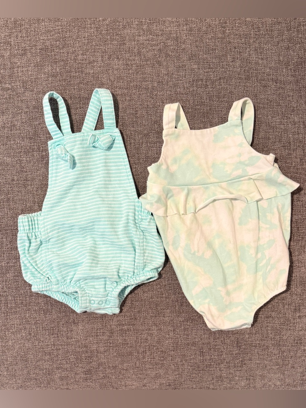 Cat and Jack Baby Romper Duo - Striped & Tie-Dye 6-9m